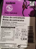 Mängden socker i Pavo.Bistec de contramuslo.