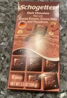 Mängden socker i Dark Chocolate filled with Cocoa Cream, Cocoa Nibs and Hazelnuts
