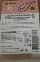 Mängden socker i Jamón serrano familiar