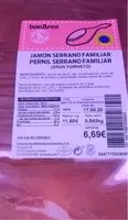 Mängden socker i Jamón serrano familiar