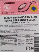 Mängden socker i Jamon serrano familiar