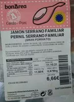 Mängden socker i Jamón serrano familiar