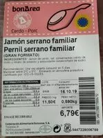 Mängden socker i Jamón serrano familiar