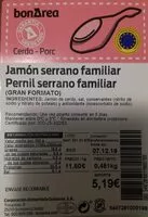 Mängden socker i Jamón serrano familiar