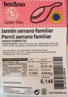 Mängden socker i Jamón serrano familiar