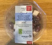 Mängden socker i Greek halkidiki and kalamara olives and feta