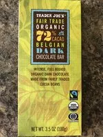 Mängden socker i 72% cacao Belgian dark chocolate bar