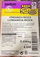 Mängden socker i Longaniza fresca pavo/pollo