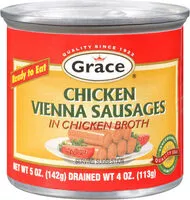 Mängden socker i Chicken Vienna Sausage In Chicken Broth