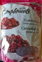 Mängden socker i Canneberges séchées