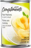 Mängden socker i Pear halves in light syrup