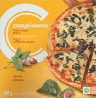 Mängden socker i Spinach Thin Crust Pizza