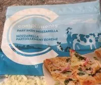 Mängden socker i Mozzarelle partiellement écrémé