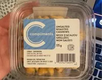 Mängden socker i Unsalted Roasted Cashews