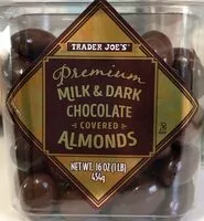 Mängden socker i Premium milk and dark chocolate covered almond