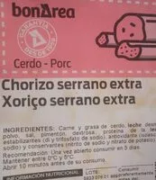 Mängden socker i Chorizo serrano extra