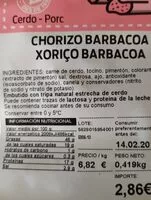Mängden socker i Chorizo barbacoa