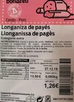 Mängden socker i Llonganissa de pagès