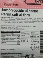 Mängden socker i Jamón cocido al horno