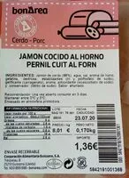 Mängden socker i Jamon cocido al horno