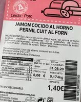 Mängden socker i Jamón cocido al horno