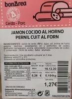 Mängden socker i Jamón cocido al horno