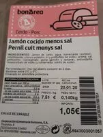 Mängden socker i Jamón cocido menos sal marca