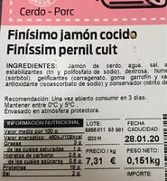 Mängden socker i Jamon cocido