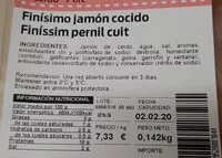 Mängden socker i Finisimo jamón cocido