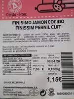 Mängden socker i Finisimo jamon cocido