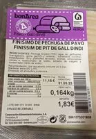 Mängden socker i Finísimo de pechuga de pavo