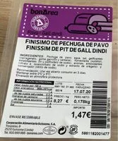 Mängden socker i Finisimo de pechuga de pavo