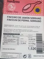 Mängden socker i Finísimo de jamón serrano