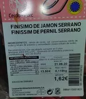Mängden socker i Finísimo de jamón serrano