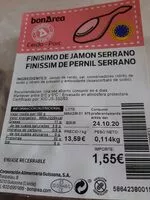 Mängden socker i Finísimo de jamón serrano