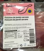 Mängden socker i Finísimo de jamón serrano