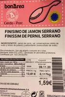 Mängden socker i Finísimo de jamón serrano