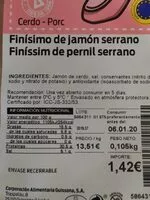 Mängden socker i Finísimo de jamón serrano