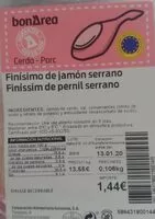 Mängden socker i Finísimo de jamón serrano