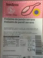 Mängden socker i Finísimo de jamón serrano