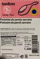 Mängden socker i Finísimo de jamón serrano