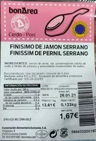 Mängden socker i Finísimo de jamón serrano