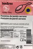 Mängden socker i Finísimo de jamón serrano
