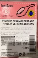 Mängden socker i Finísimo de jamón serrano