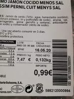 Mängden socker i Finísimo jamón cocido menos sal