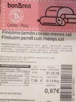 Mängden socker i Finísimo de jamón cocido menos sal