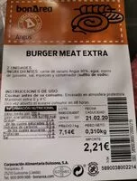 Mängden socker i Burger meat extra