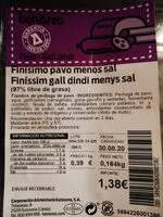 Mängden socker i Finísimo pavo menos sal