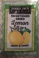 Mängden socker i Lemon slices sweetened and dried