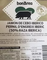 Mängden socker i Jamon de cebo iberico